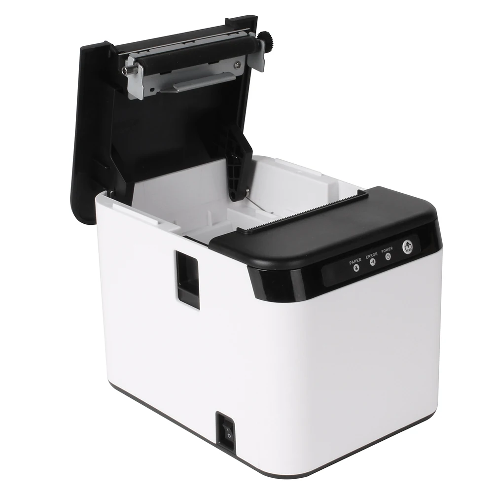 100-240V 80mm Receipt Printer ESC/POS Thermal Printer Desktop Direct Print USB+LAN Connection with Auto Cutter Large Paper Bin