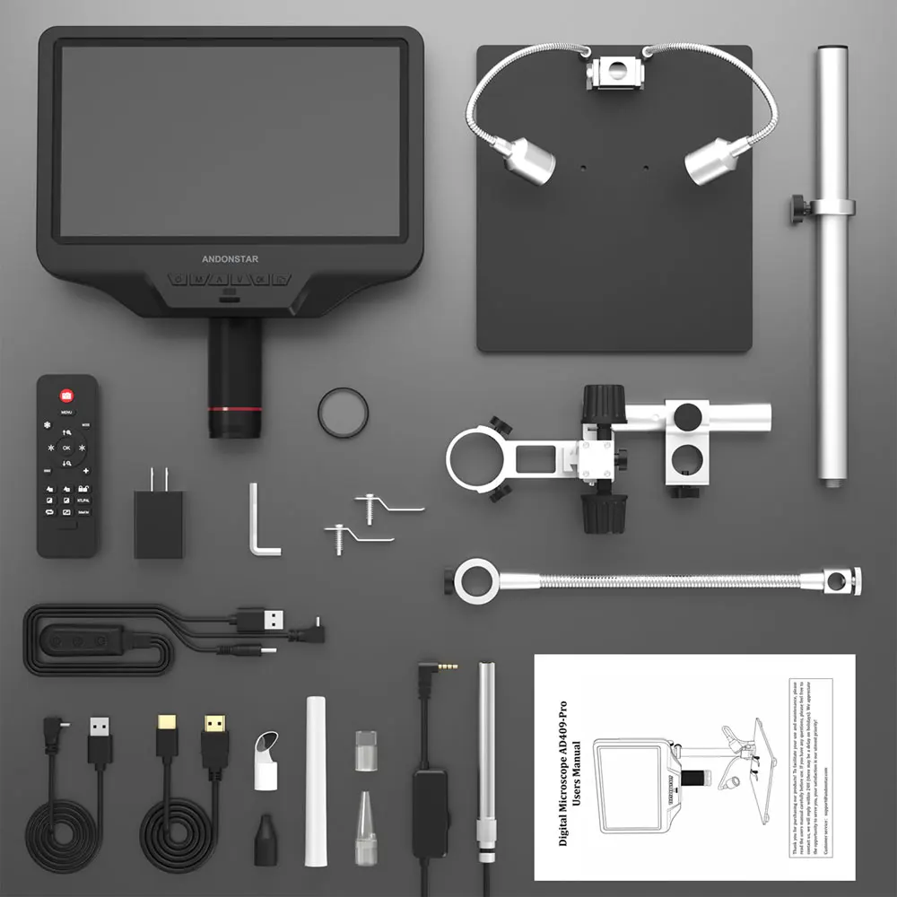 

NEW Andonstar AD409 Pro ES 10.1-inch Digital Microscope with Endoscope and FHD Screen for Electronics Repair and Soldering Monit
