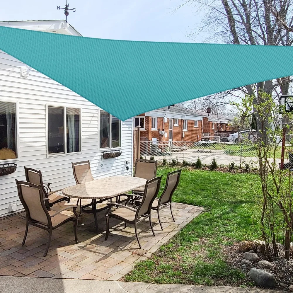 

16' x 16' x 16' Sun Shade Sail Triangle Outdoor Canopy Cover UV Block for Backyard Porch Pergola Deck Garden Patio (Turquoise)
