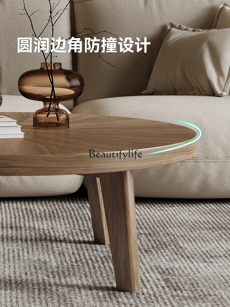 Retro round wabi-sabi wind coffee table light luxury simple Italian creative medieval coffee table