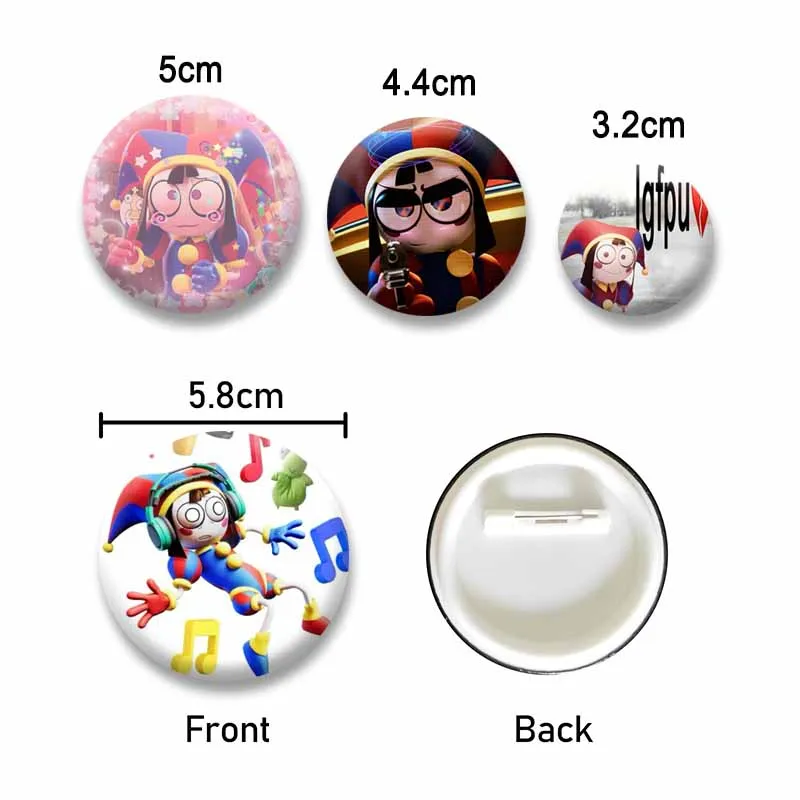 Creative Funny P-Pomni Enamel Pins Cute Cartoon Character Round Brooch DIY Backpack Jacket Collar Badge Jewelry Gifts for Friend