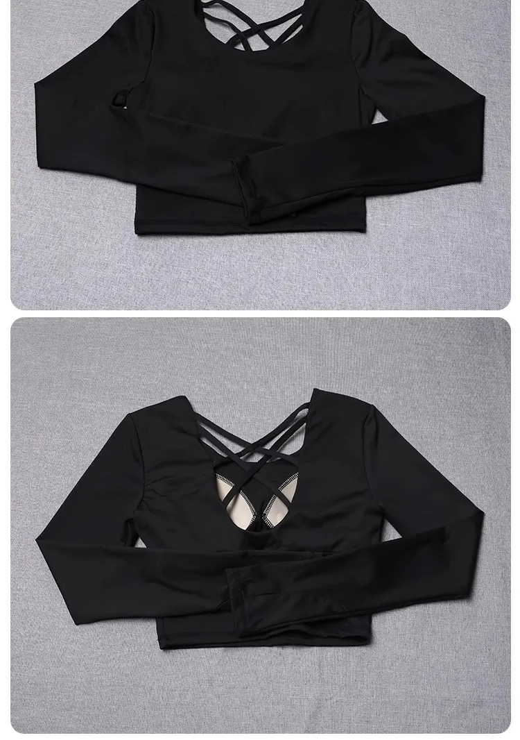Neue Yoga-Kleidung für Damen, Sport, Laufen, Pilates, atmungsaktiv, Training, Langarm, Top, Fitness-Kleidung – Detail 8