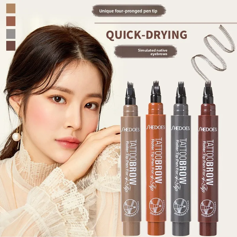 4 Tête Fourchue Impermable À L'eau Et À La Transpiration Crayon À Sourcils À Doble Uso À Haute Pigmentación Et Longue Durée