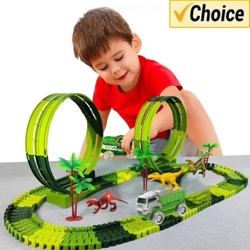 

Волшебный альпинистский электрический автомобиль-динозавр, трек, железная дорога, игрушечный автомобиль, набор изгиб, гибкая гоночная трасса, вспышка, автомобиль, высококачественная игрушка для детей