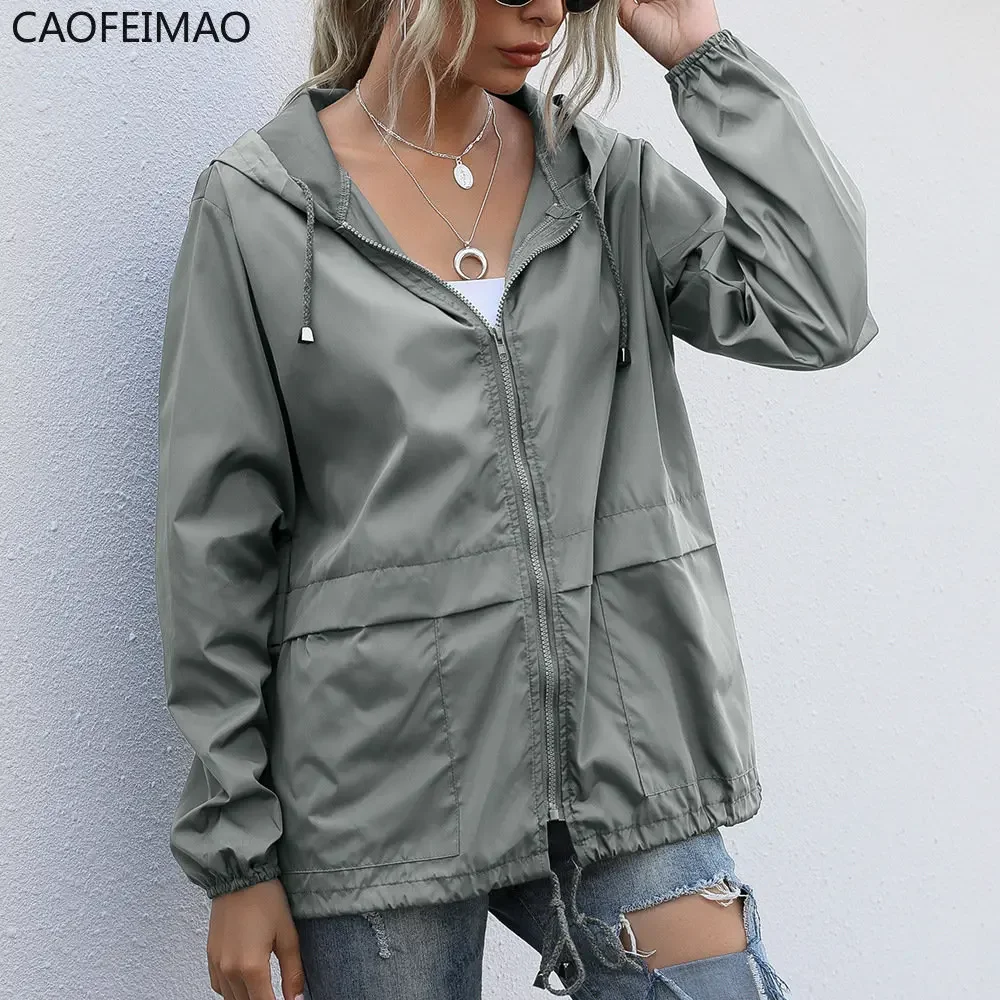 Women Jacket 2025Waterproof Windbreaker Jackets Female Hooded Hip-hop Pilot Windproof Coats women's outdoor hiking raincoat