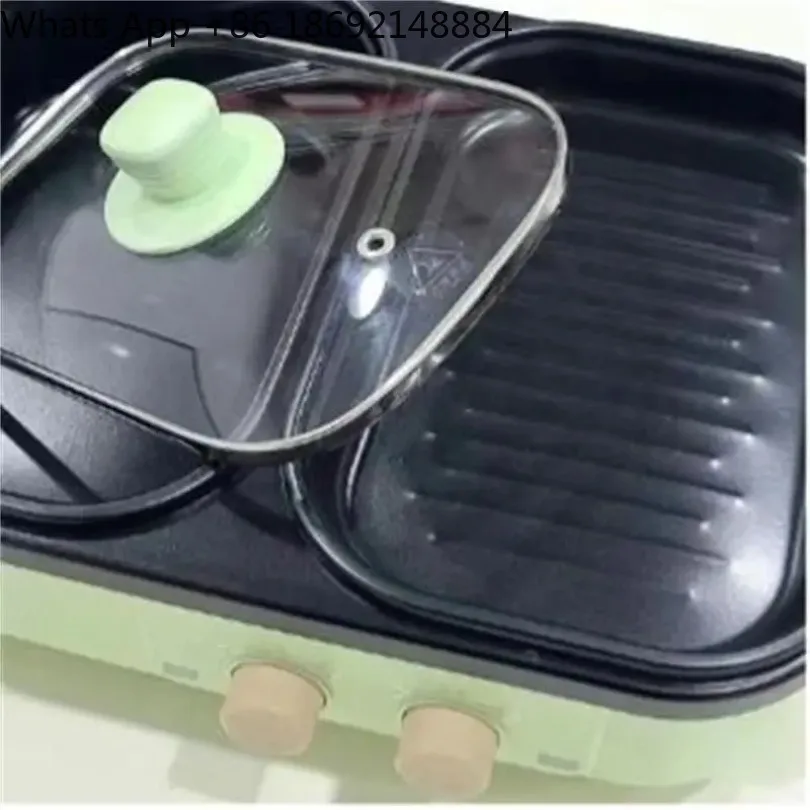Multifunctional Electric Hot Pot Cooker Boilling Frying 2 In 1 Pot BBQ Grill Non Stick Frying Pan Barbecue Plate Roaster