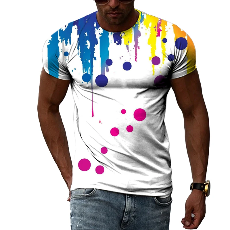 Summer Fashion Casual Men\'s T-shirt Personality Trend Hip-Hop Street Style Round Neck 3D Abstract Printing Short-Sleeved T-shirt