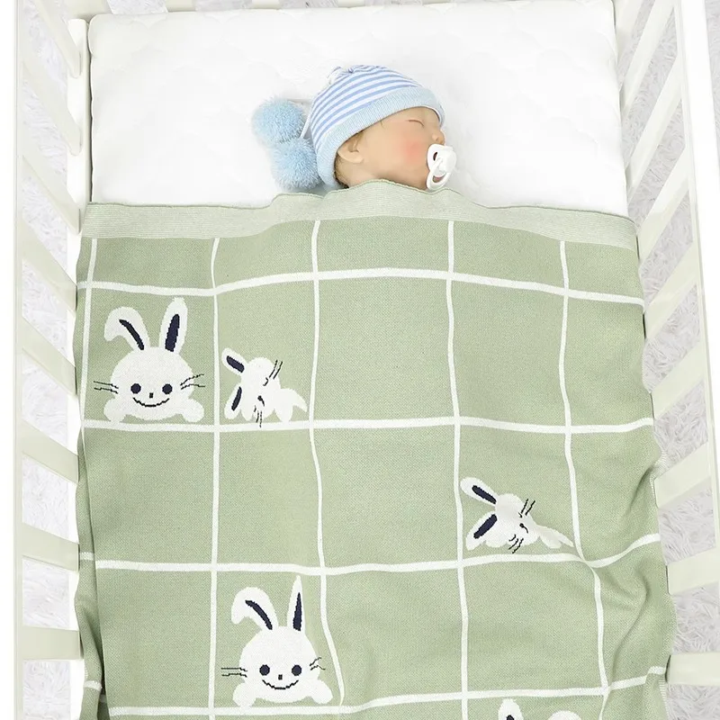 Baby Blankets Knitted Infant Kid Boys Stroller Bed Sleeping Quilt 100*80CM Newborn Girls Swaddle Wrap Monthly Fashion Plaid Soft