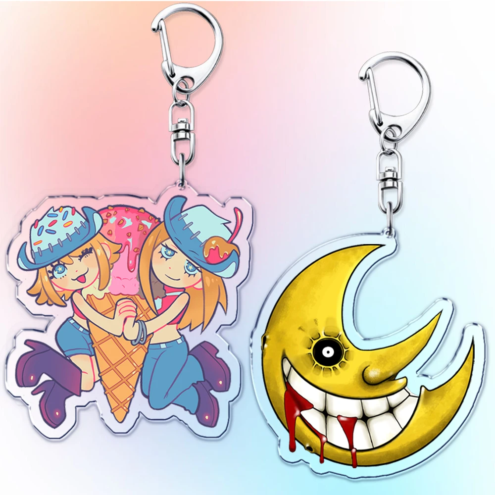 Hot Anime Manga Keychains for Accessories Bag Death The Kid Black Star Maka Albarn Shinigami  Key Chain Ring Fans Gifts Keyrings