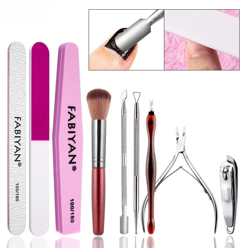 อุปกรณ์เล็บ Cuticle Pusher เล็บ Remover Dead Skin กรรไกรเล็บฟองน้ํา Toe Separators เล็บจํานวนมาก