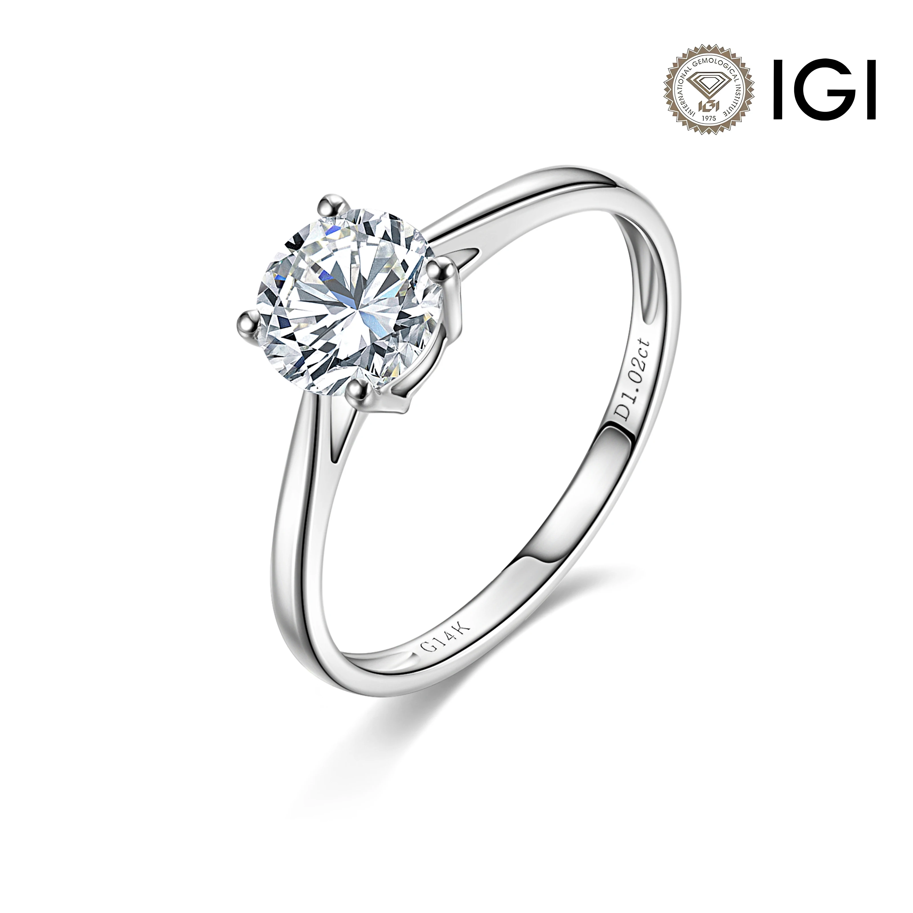 

1CT Lab Grown Diamond 4-Prong Wedding Engagement Ring-14K White Gold Material-Designer Luxury Jewelry for Women-Criti Rora