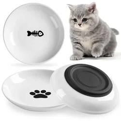 Pet Cat Bowl Snack Canned Tray Not Easy To Tip Over Silicone Bottom Cat Food Bowl Porcelain Cat Plate Dog Food Bowl Pet Supplies