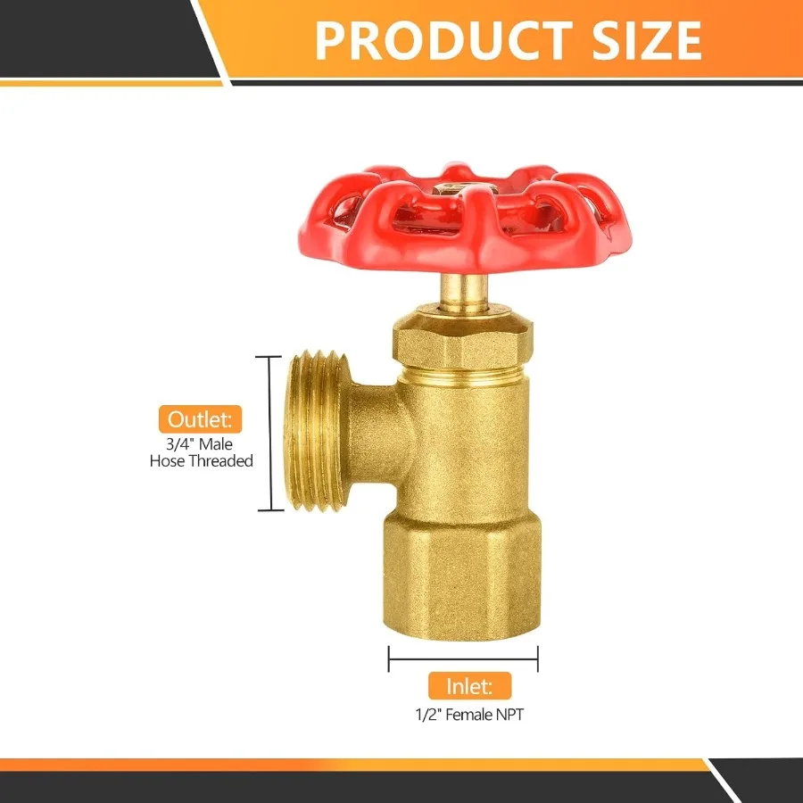 30 عبوة من صمام تصريف الغلاية النحاسي مع مدخل FIP أنثى أنثى 2 بوصة وخيط خرطوم ذكر 4 بوصة (MHT) مثالي لـ Res #2