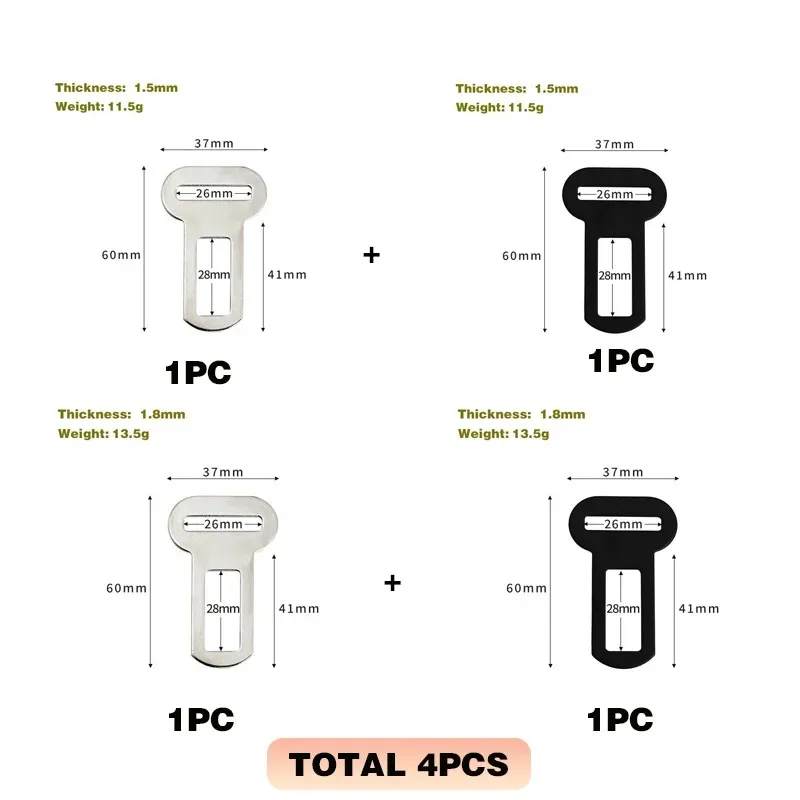 Adaptadores de Cinturón de Seguridad para Mascotas - Clips Metálicos para Correas de Mascotas, Compatibles con Asientos de Camiones y Automóviles