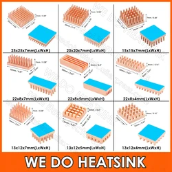 All Pure Copper Pin Fins Heatsink Cooler With Thermal Tape, Electronics Copper Cooler Heat Sink Radiators for MOS GPU IC Chip