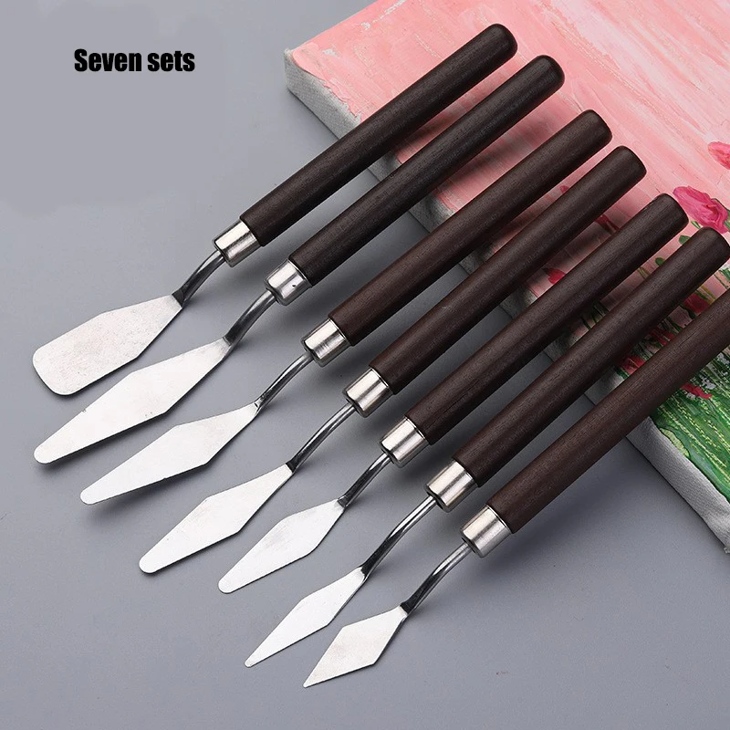 1/2/3/4/ 7 Pcs/sets of Art Oil Painting Scrapers Stainless Steel Gouache Paint Color Matching Oil Paint Mini Scrapers