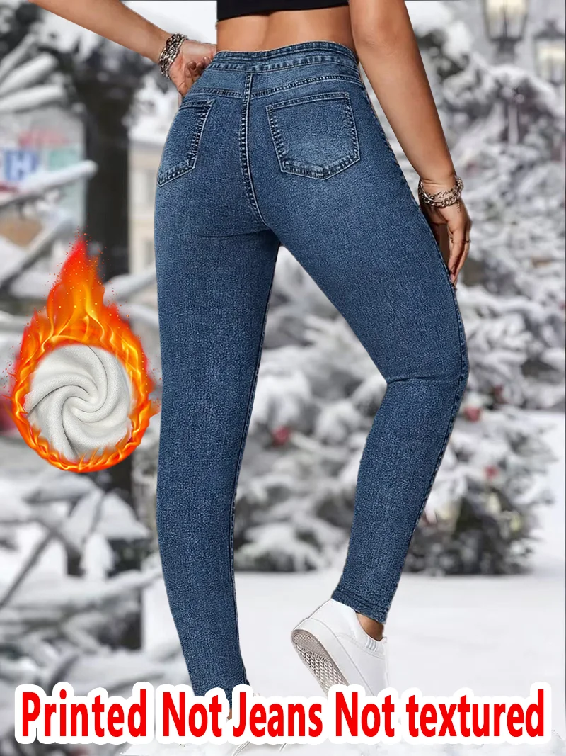 8525 Women's Fleece Lined Winter Tight Pants Nine-Foot Thermal Base Layer Trousers Cold Resistant Warm Autumn Winter Style