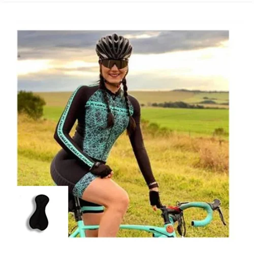 Traje de Triatlón de equipo profesional para mujer, Conjunto de Jersey de ciclismo, mono rosa de manga larga, Speedsuit de una pieza