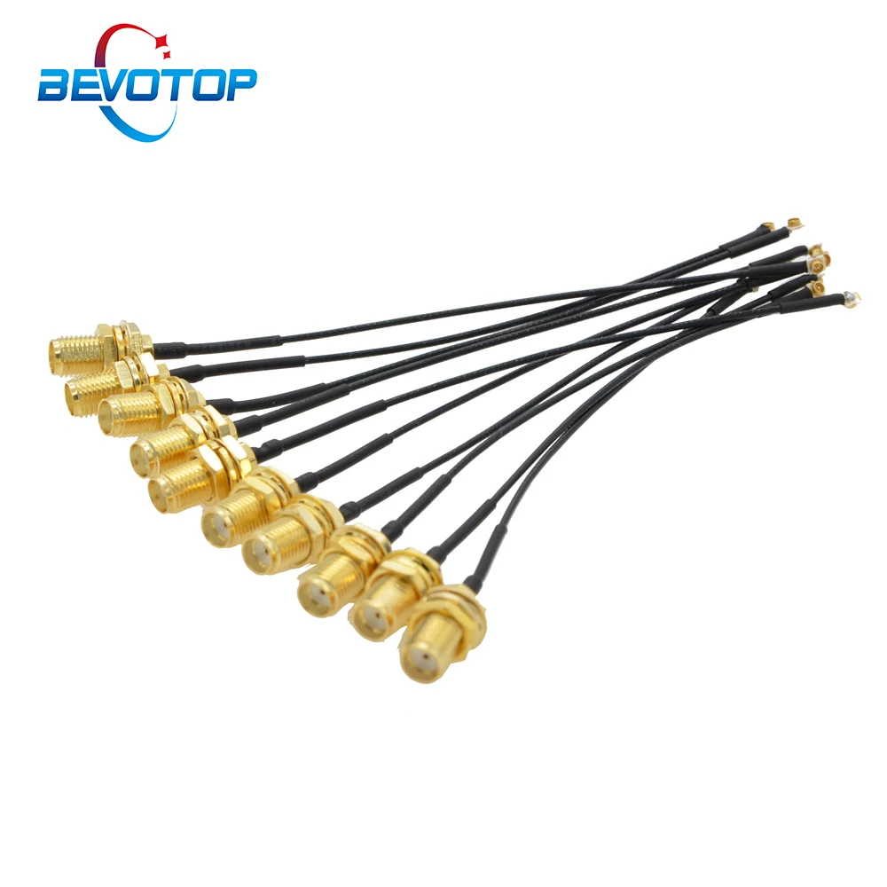 10pcs  Cable SMA Female to uFL///-1  1 Male Plug WIFI Antenna RF Cable RG1.13 Pigtail Extension