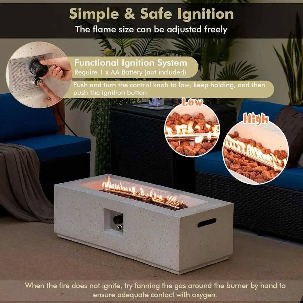 50,000 BTU Outdoor Propane Fire Pit Table with Ignition System, Stainless Steel Burner, CSA Certified, 42 for Patio, Garden
