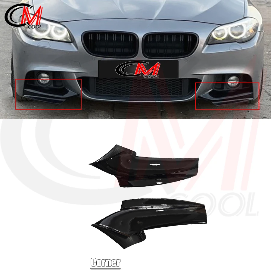 For BMW 5 Series F10 F11 MT Sport Version Front Bumper Gloss Black Corner Plastic Air Knife Trim Upgrade Body Kit view 5