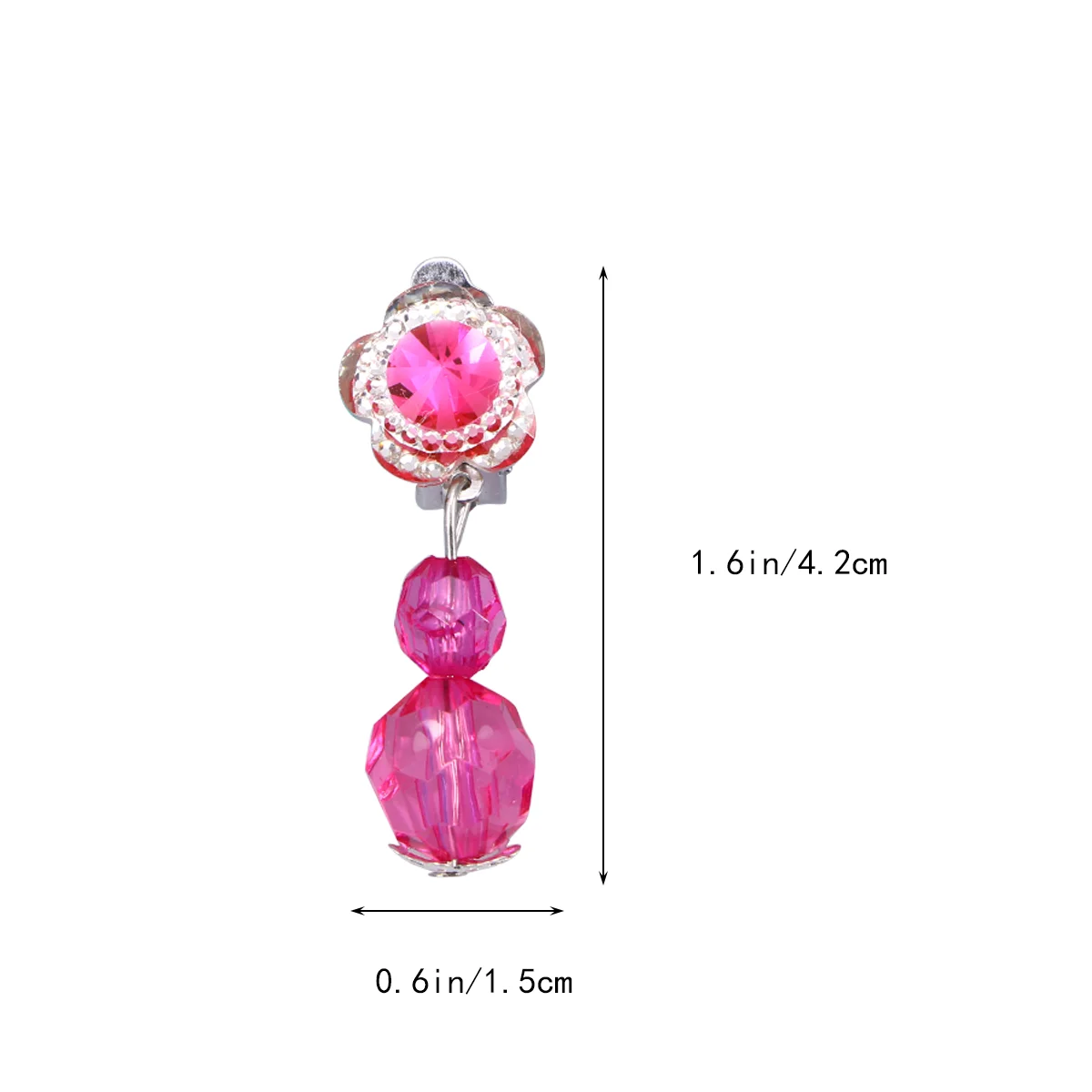 4 Pairs Children Shiny Crystal Pendant Clip-on Earrings Set Pretend Play Jewelry Dress Up Accessories Toy