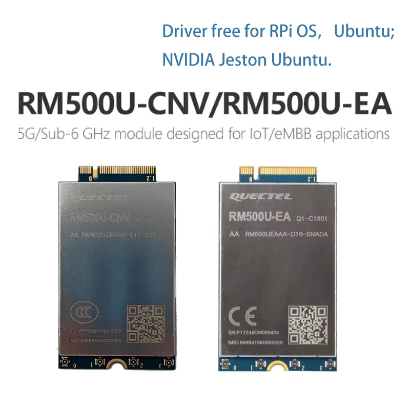 Quectel RM500 Series RM500U-EA RM500U-CNV Sub-6 GHz IoT/eMBB Module Supports NSA and SA Mode 5G/4G/3G M.2
