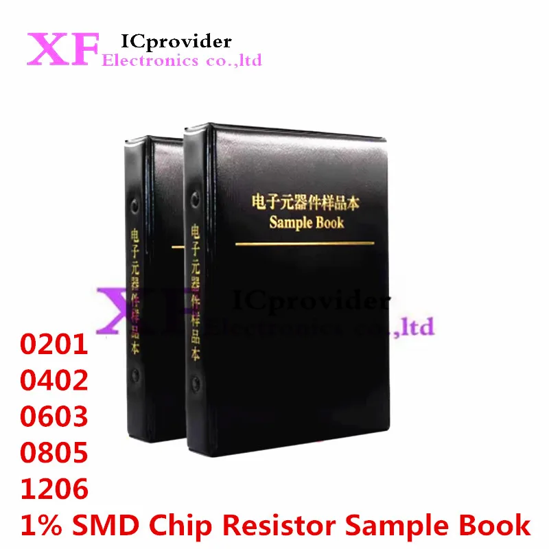 4250PCS 8500PCS 8850PCS 0201 0402 0603 0805 1206 1% SMD Chip Resistor Sample Book Resistance Assorted Kit 10K 100K 1K 100R 220R