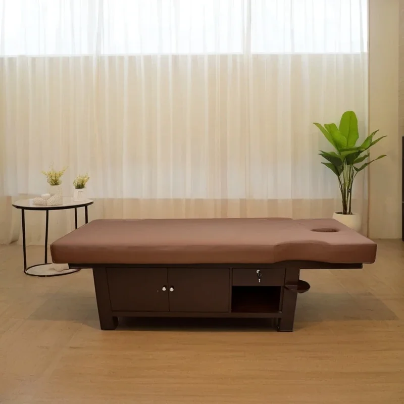 

Wooden Thai Style Furniture - Thai Massage Tables for Spa with Comfortable Placement and Headboarded Sleep Beds Salon Bett FYMB