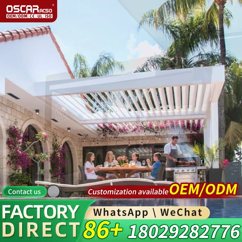 Weatherproof Electric Aluminum Pergola Garden Patio Backyard Gazebo Canopy Stylish Durable Innovative Sleek Rainproof Shade Shel