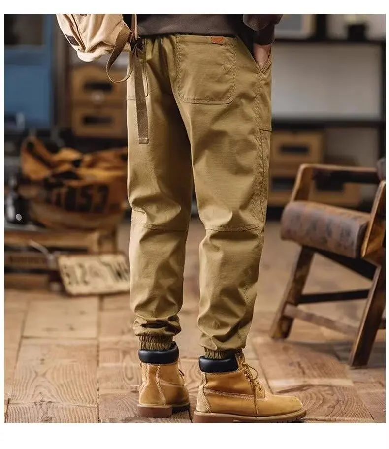 السراويل البضائع الكاكي خمر الرجال 2025 الخريف جديد فضفاض صالح مستقيم الساق عادية ركض السراويل الرجال واسعة الساق الحريم ملابس العمل بنطلون #2