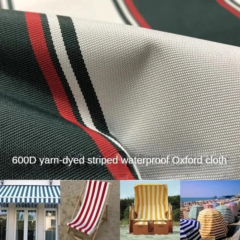 Striped Oxford Fabric Waterproof Anti UV Outdoor Awning Cloth for Patio Retractable Sunshade Canopy DIY Sewing Textile Material
