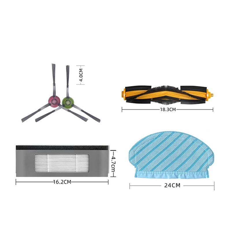 For Ecovacs Debot OZMO 920 / 950 / T5 / Yeedi 2 Hybrid Robot Vacuum Cleaner Parts Main Side Brush Hepa Filter Mop Spare Parts