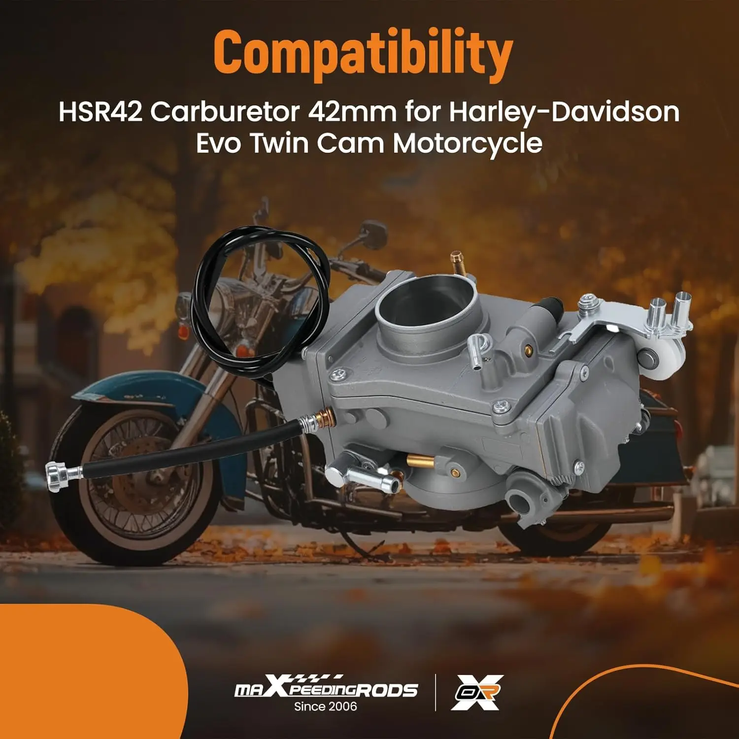 HSR42 42mm Carburetor Carb Kit for Harley Davidson Evolution Twin Cam TM42-6PK with Choke Cable Motorcycle Parts