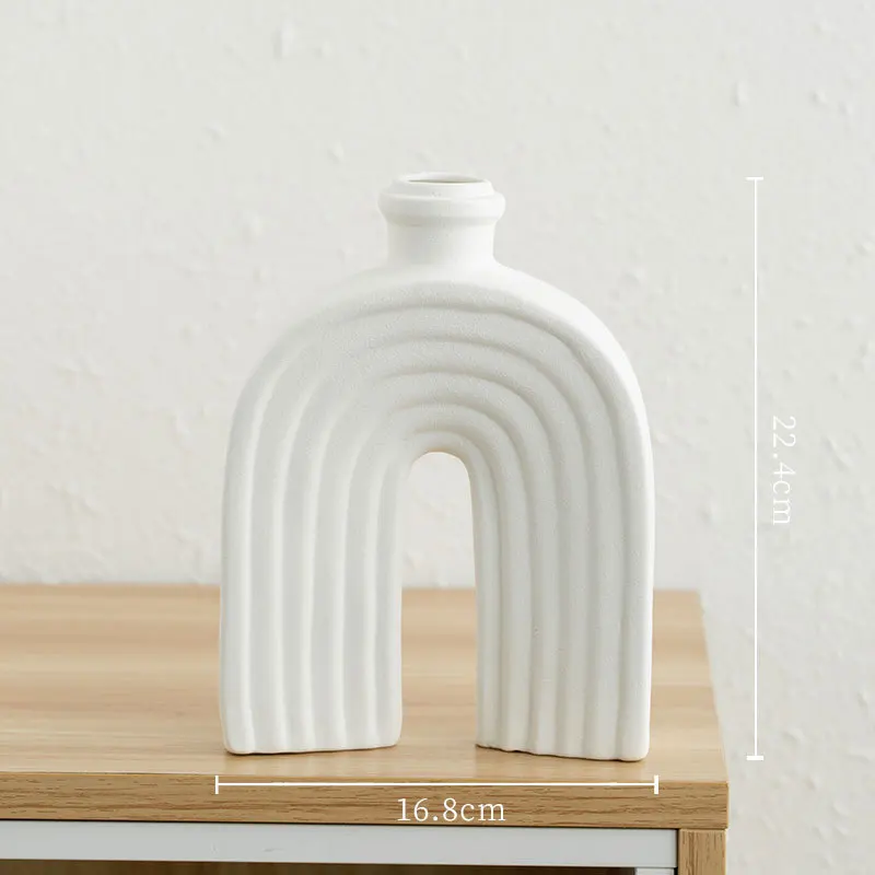 Nordic geometric u-shaped ceramic vase decorative arts design hotel wall vase