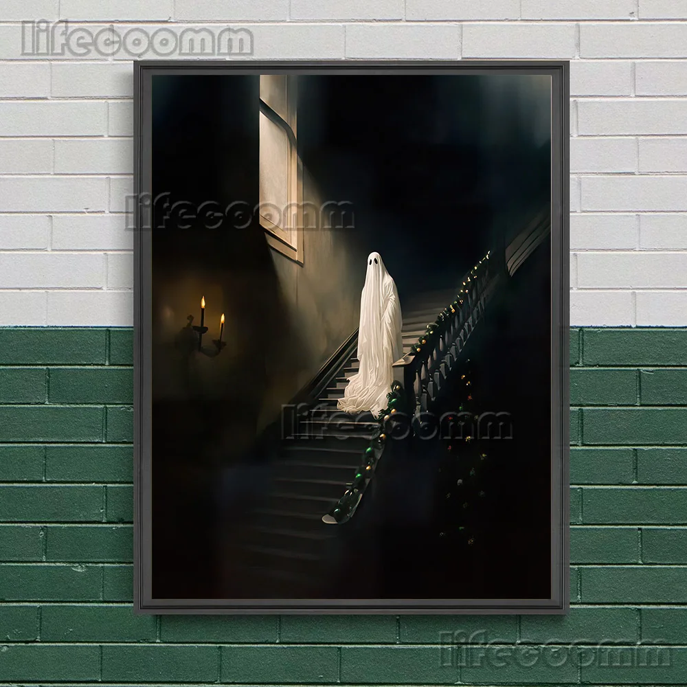 Ghosts Wandering In The Dark,Abstract Wall Art,Canvas Painting,Gothic Ghosts Fantasy Art Poster And Print Home Decor Unframed