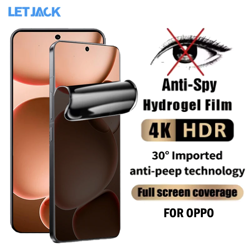 

1-2 шт., антишпионская гидрогелевая пленка для Oppo Find X8 Ultra X8s+, изогнутая защитная пленка для экрана для Find X7 X6 X5 X3 Pro, не стекло