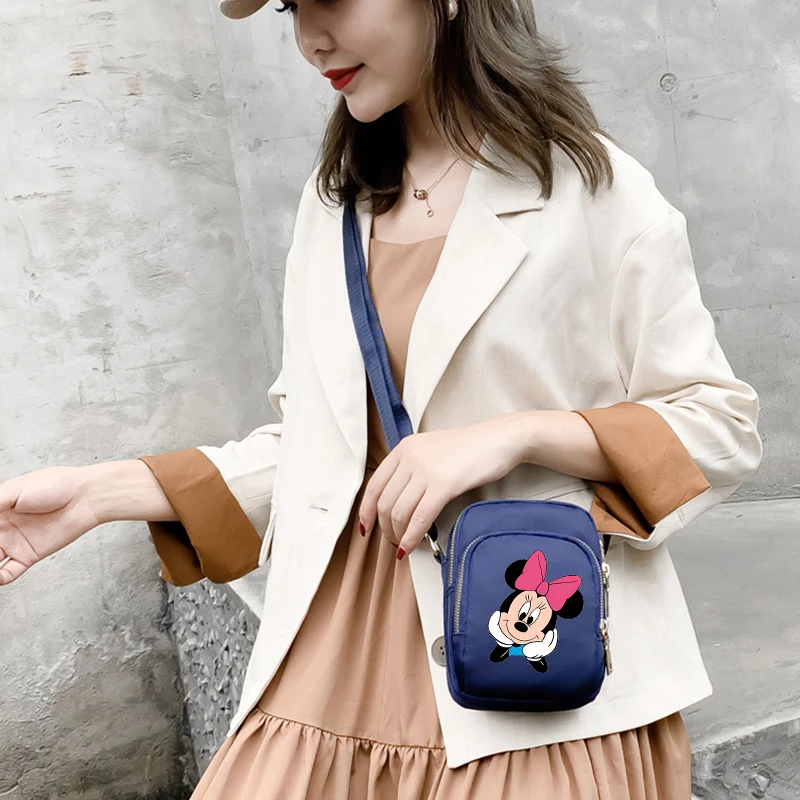 Disney Minnie Mouse Cute Canvas One Shoulder Womens Bag Korean Version Disney Crossbody Bag Female Student Womens Anime Handbag