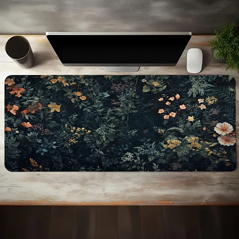 Dark Floral Greenery Extra Large Gaming Mouse Pad Non-Slip Rubber Desk Mat for PC Accessories Office