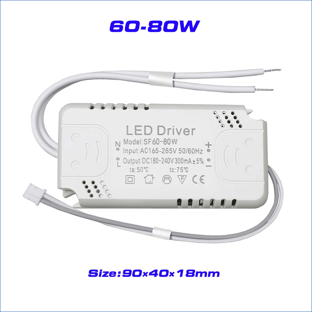 LED Driver Adapter For LED Lighting AC165-265V Non-Isolating Transformer For LED Ceiling Light Replacement Power 8-80W 220mA