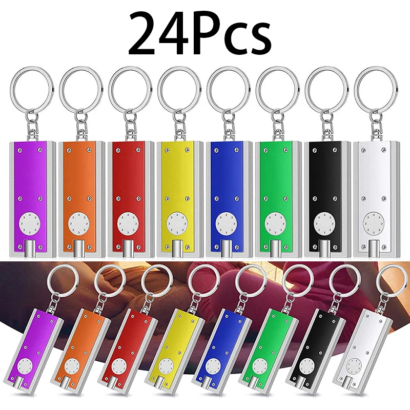 

24Pcs Portable Keychain Rectangle Keyring LED Light Flashlight Lamps Fashion Gifts