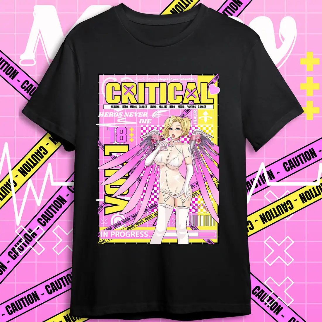 Sexy Nurse Mercy Shirt Unisex Anime T-Shirt 100%Cotton Manga Tee