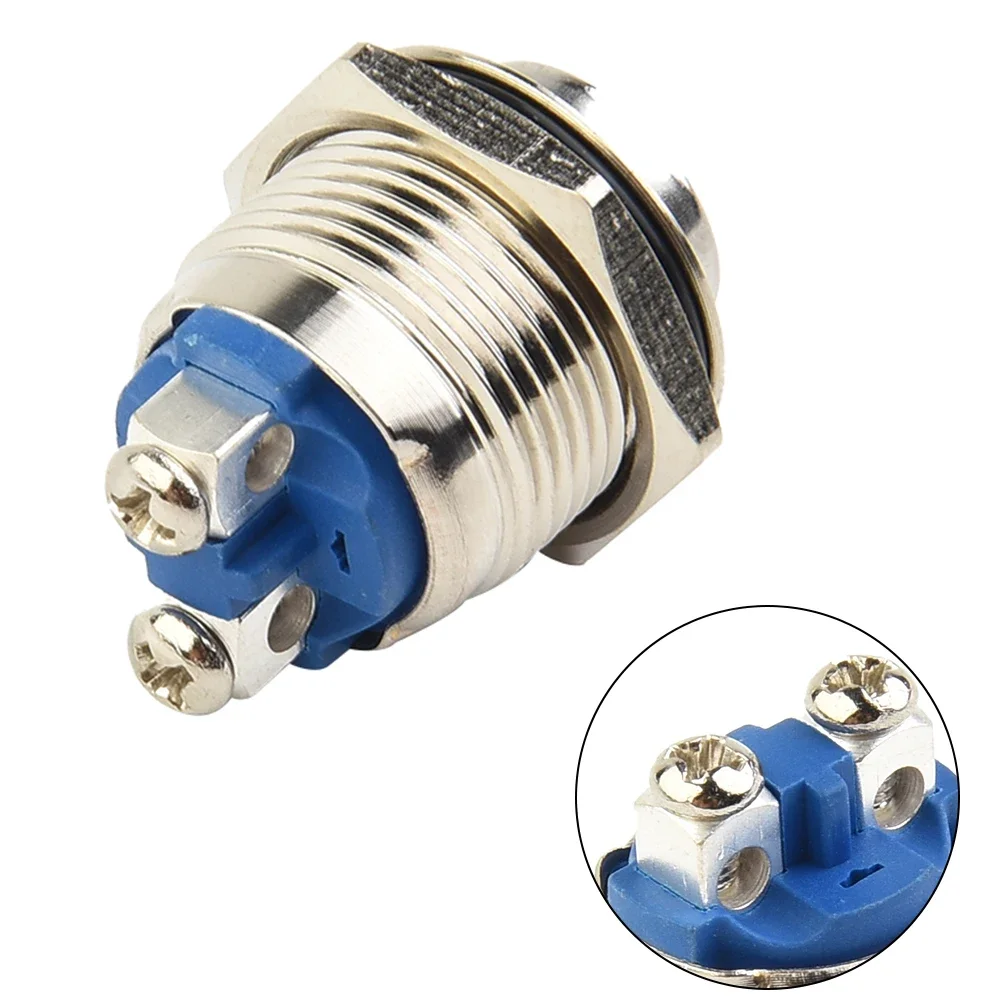 12V 16mm 16mm Momentary Push Button Switch High Round Cover Waterproof Stainless Steel High Flush Screw Terminals Engine Switch