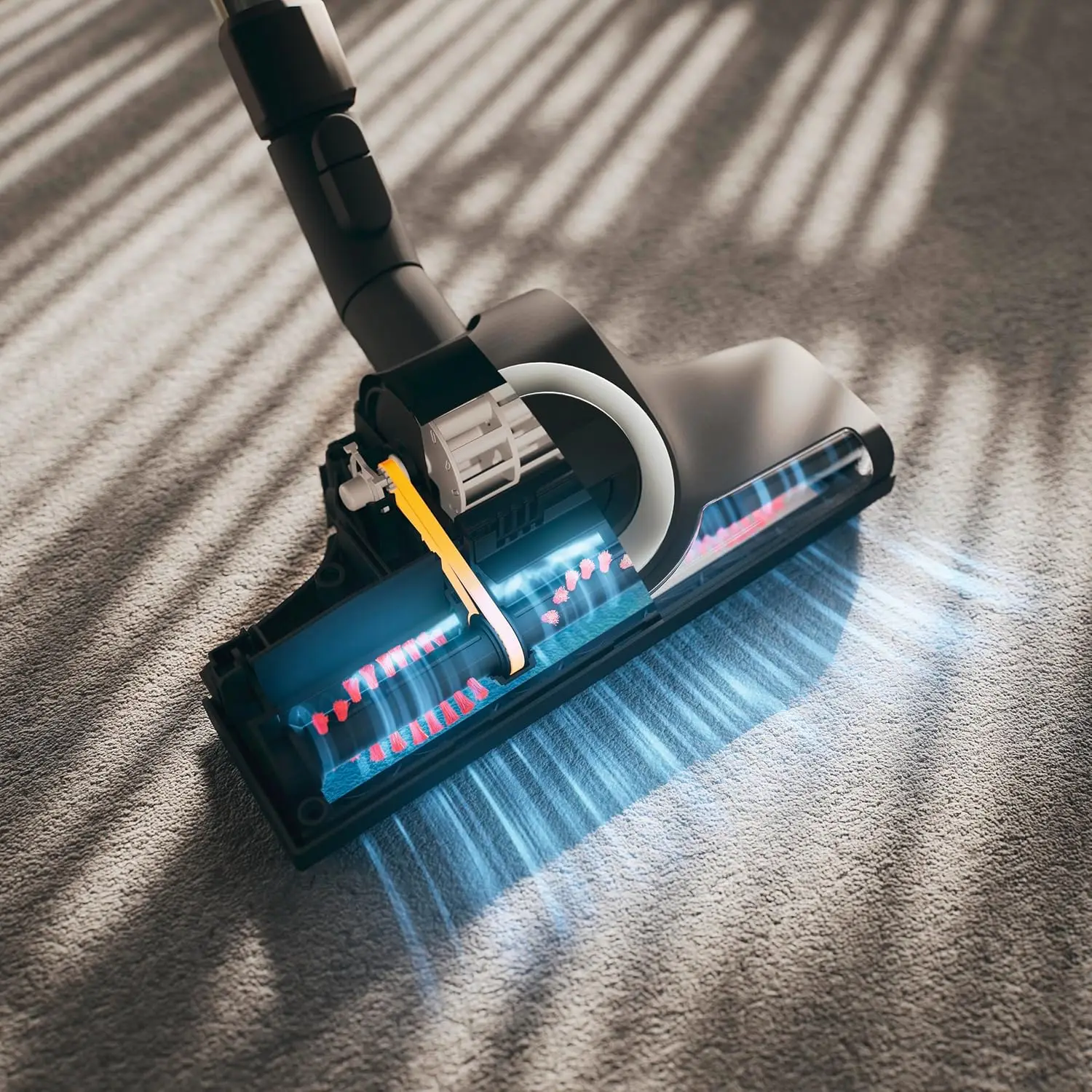TurboTeQ Turbo Brush STB 305-3, Attachable Floorhead for Effortless Vacuuming of Low-Medium Pile Carpet Black 28cm x 28cm