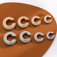 1PC C Shape Round Cartilage Clip Earrings Women Fake No Pierced Earrings Rhinestone Crystal Circel Geometric Ear Cuff Jewelry