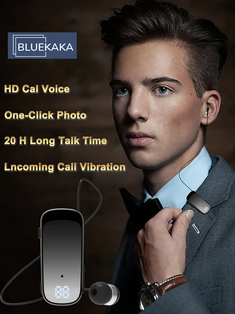 

Business Bluetooth Headset Lavalier Long Battery Life HD Call Headset Incoming Call Vibration Reminder One-Button Camera Earphon