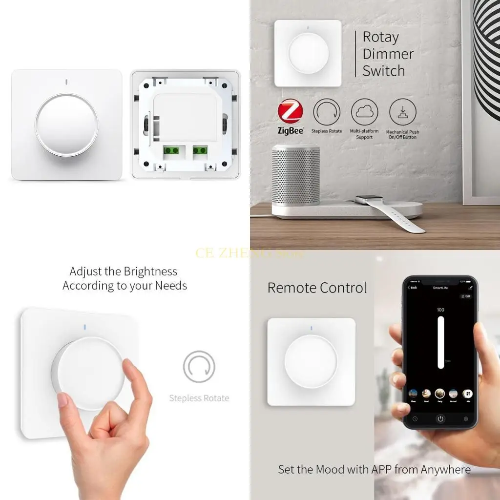 

E56B Remote Control Light Brightness Adjuster Easy Installation Rotary Dimmer Switch