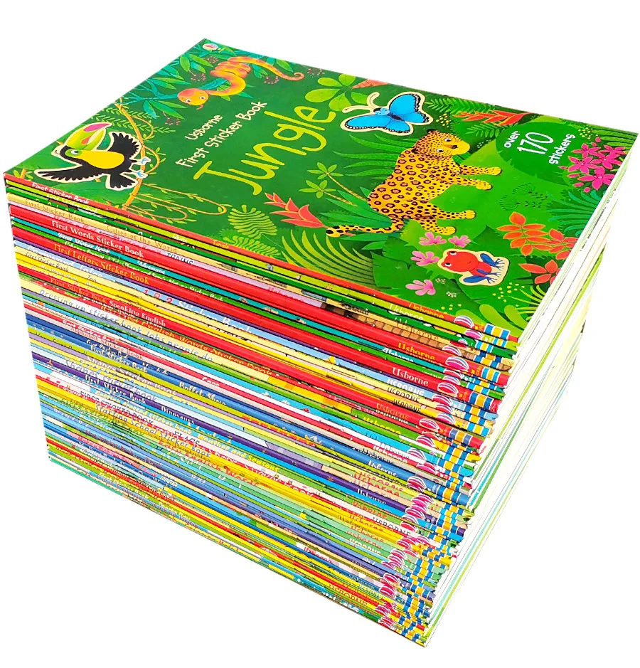 5 Books Usborne Sticker Book Children English Picture Coloring