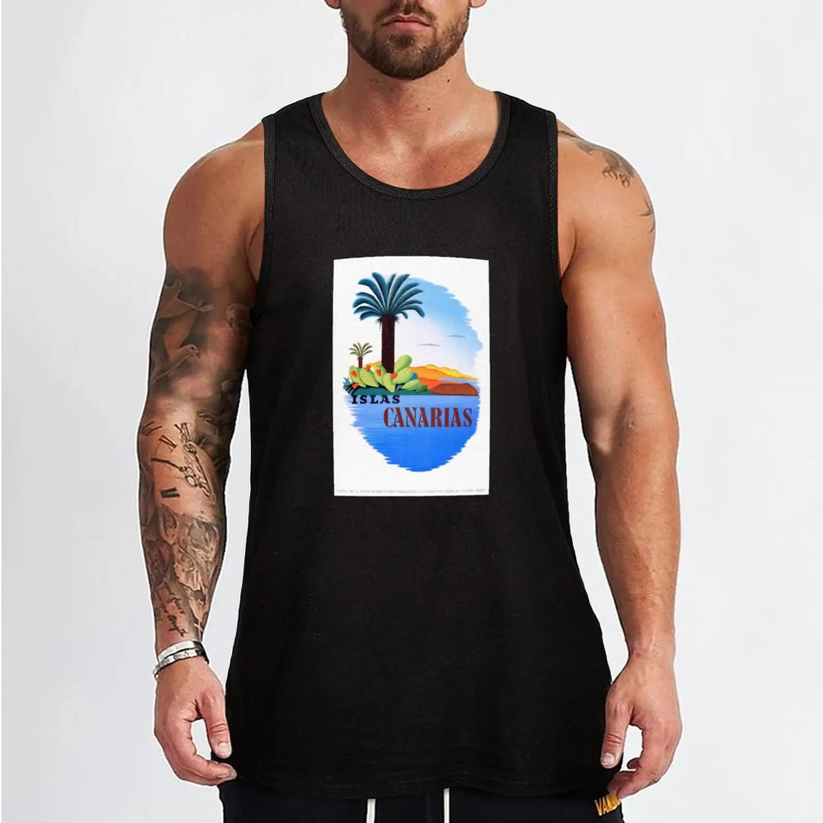 1925 CANARY ISLANDS Spain Travel Poster Tank Top clothes for men Men's gym t-shirt