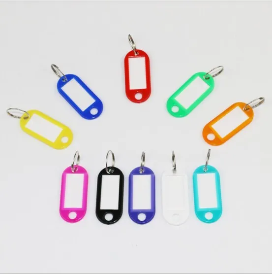 10pcs/Set Classic Tags Labels Key Chains Reusable Plastic Baggage Luggage Tags With Split Ring Label Window For Diy Name Number
